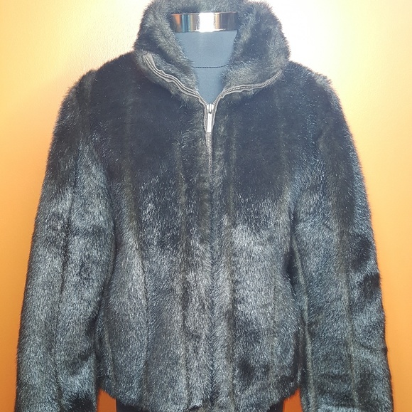 liz claiborne hooded heavyweight faux fur coat